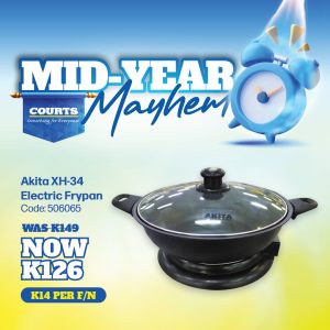 Akita XH-34 Electric Frypan, Non-stick, Glass Lid, 1500W